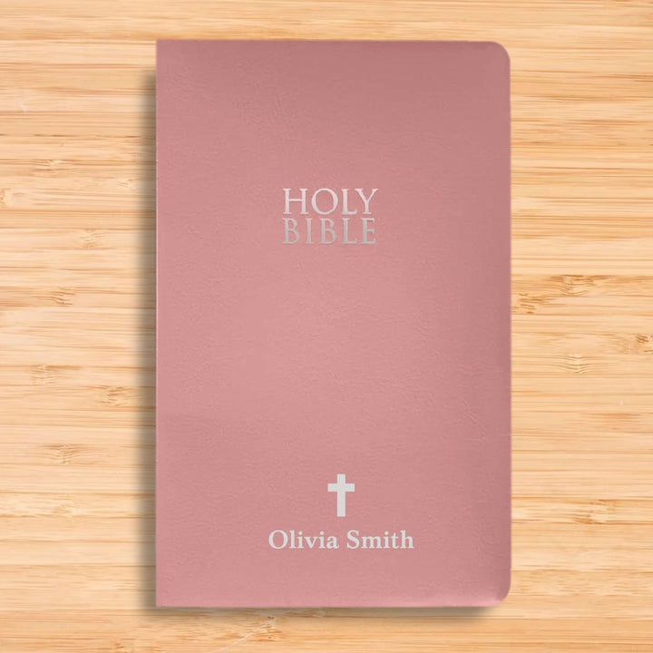 Personalized NIV Bible New International Version Faux Leather Holy Bible SMALL PRINT with Red - Highlighted Verses Pink | Shepherds Shelf - Shepherds Shelf