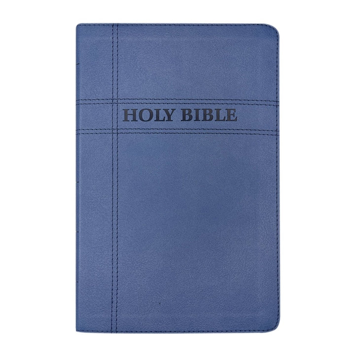 Personalized NIV Holy Bible Premium Indexed Small Print Bible | Custom Engraved with Name or Text on Faux Leather Cover Blue | Shepherds Shelf - Shepherds Shelf