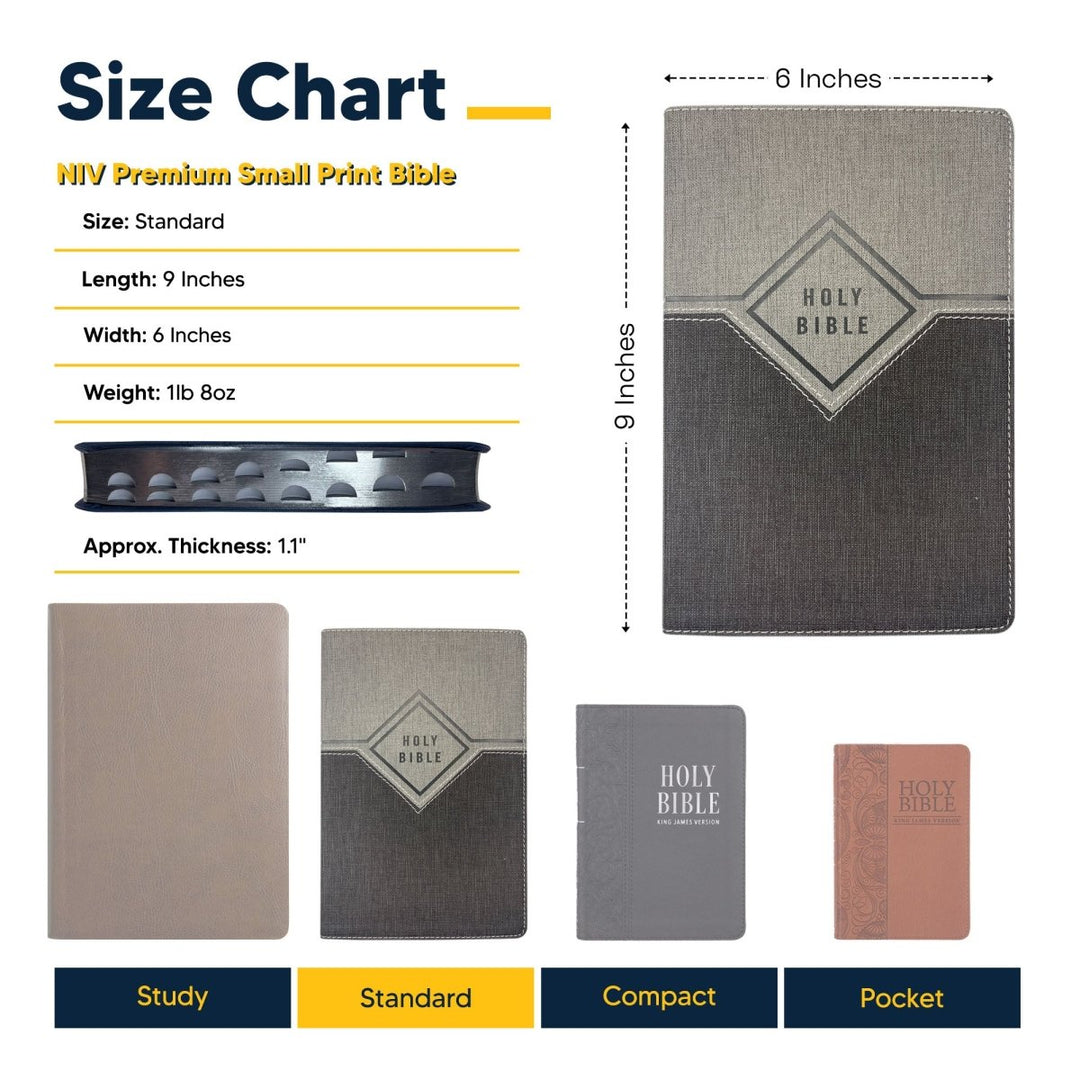 Personalized NIV Holy Bible Premium Indexed Small Print Bible | Custom Engraved with Name or Text on Faux Leather Cover Gray | Shepherds Shelf - Shepherds Shelf