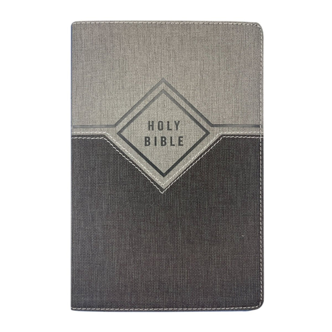 Personalized NIV Holy Bible Premium Indexed Small Print Bible | Custom Engraved with Name or Text on Faux Leather Cover Gray | Shepherds Shelf - Shepherds Shelf