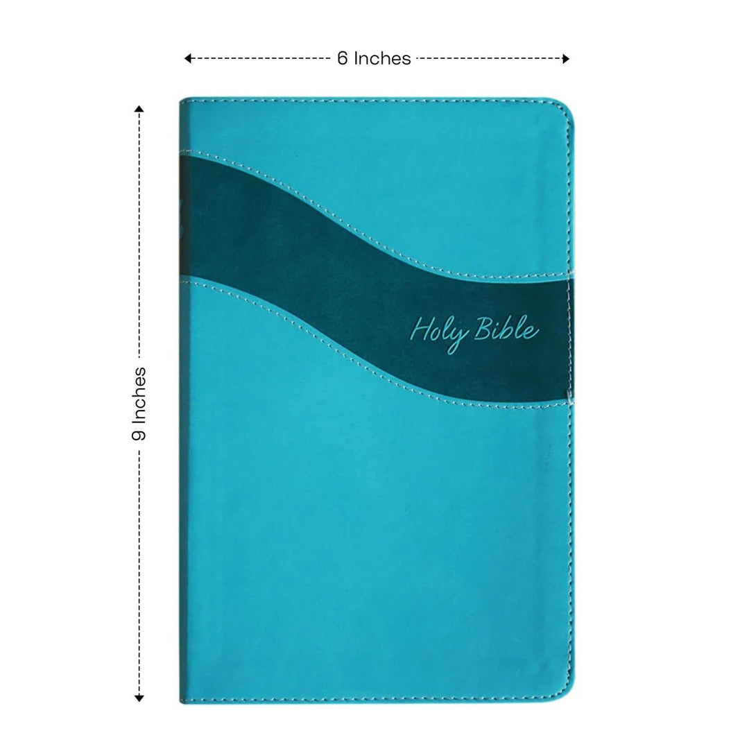 Personalized NIV Holy Bible Premium Indexed Small Print Bible | Custom Engraved with Name or Text on Faux Leather Cover Teal | Shepherds Shelf - Shepherds Shelf