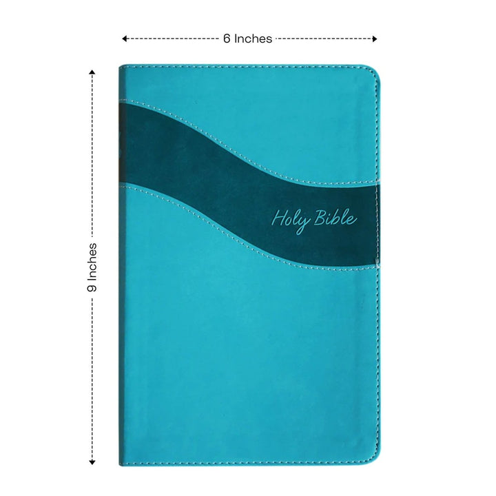 Personalized NIV Holy Bible Premium Indexed Small Print Bible | Custom Engraved with Name or Text on Faux Leather Cover Teal | Shepherds Shelf - Shepherds Shelf