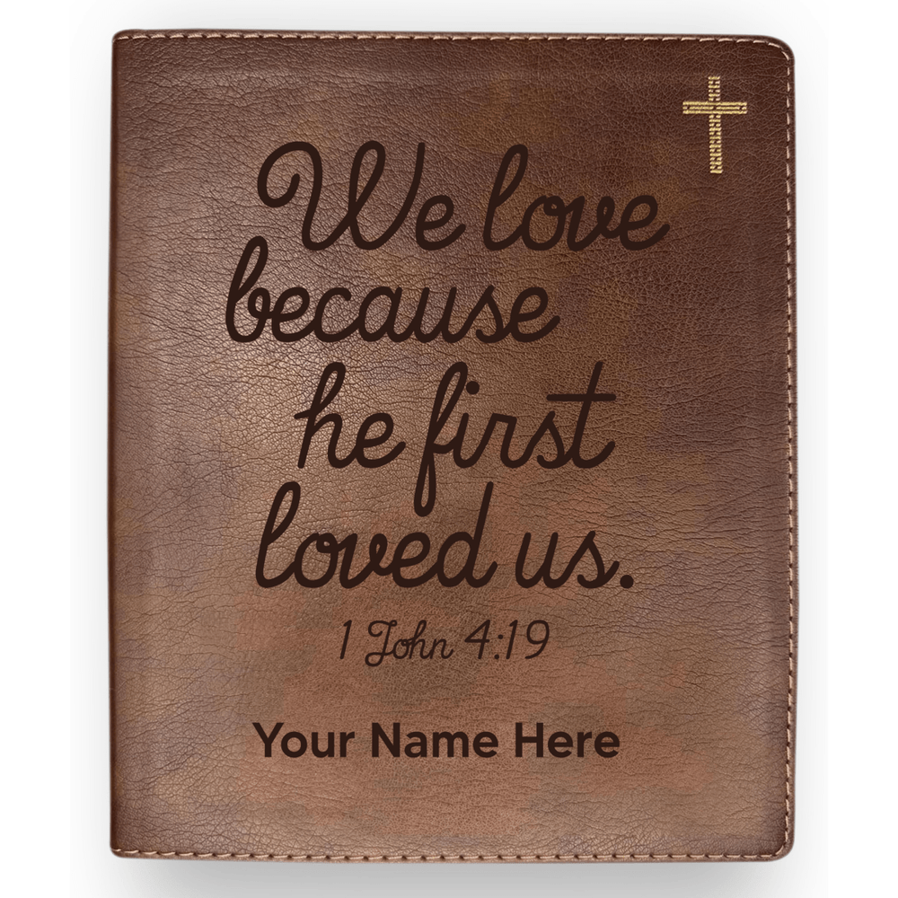 NIV Brown Standard Size Journaling Holy Bible Medium Print | 1 John 4:19