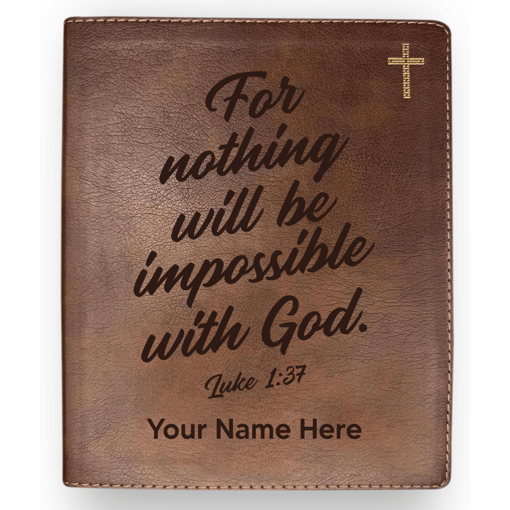 NIV Brown Standard Size Journaling Holy Bible Medium Print | Luke 1:37