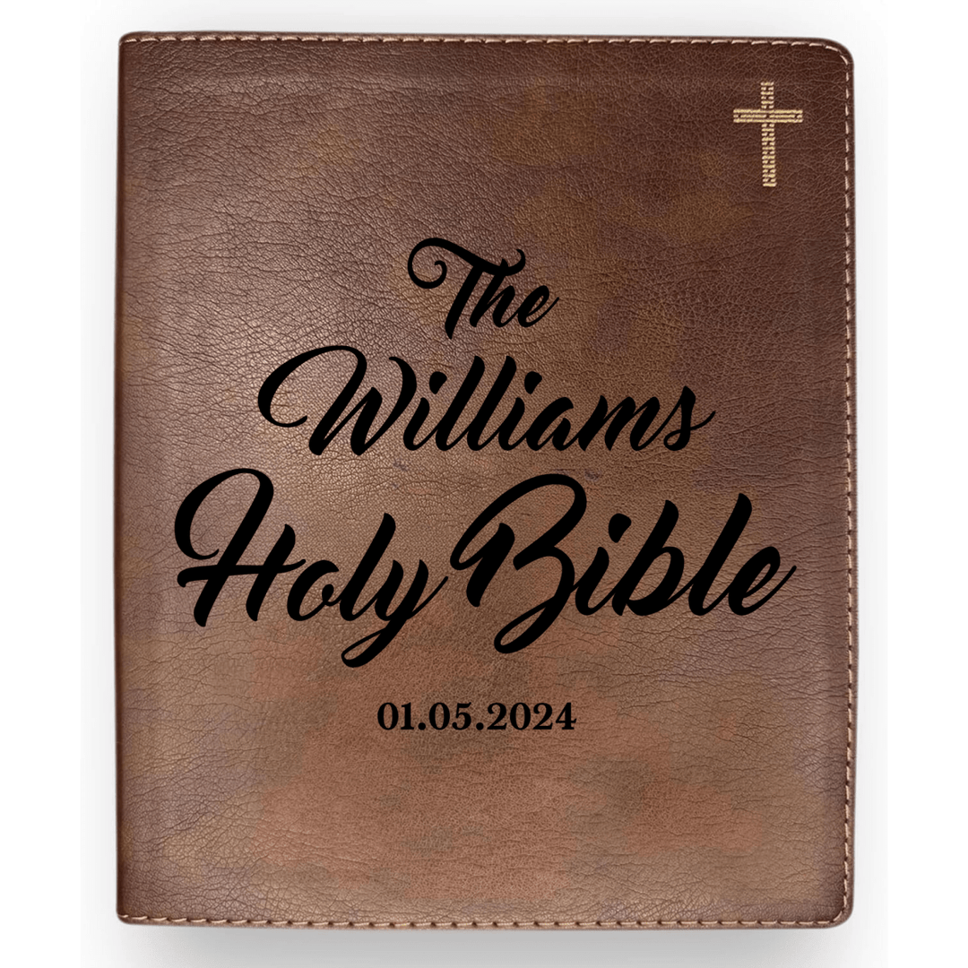 Personalized NIV Notetaking Bible Faux Leather Cover Lined Margins for Notes & Personal Prayer Medium Print Custom Family Name Engraved Gift for Christian & Religious Celebrations Brown | Shepherds Shelf - Shepherds Shelf