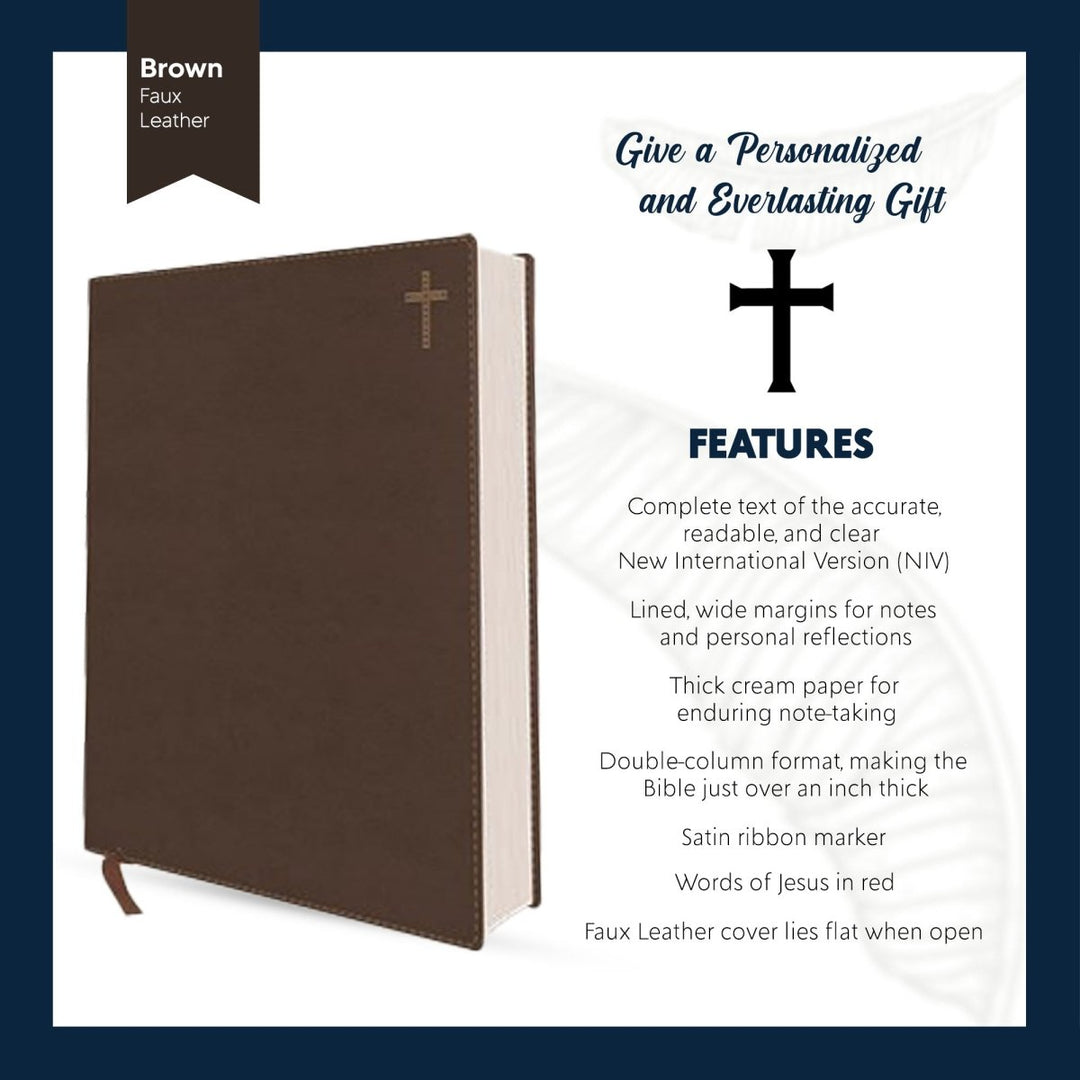 Personalized NIV Notetaking Bible Faux Leather Lay Flat Cover Lined Margins for Notes & Personal Prayer Medium Print Custom Name Engraved Gift for Christian & Religious Celebrations Brown | Shepherds Shelf - Shepherds Shelf