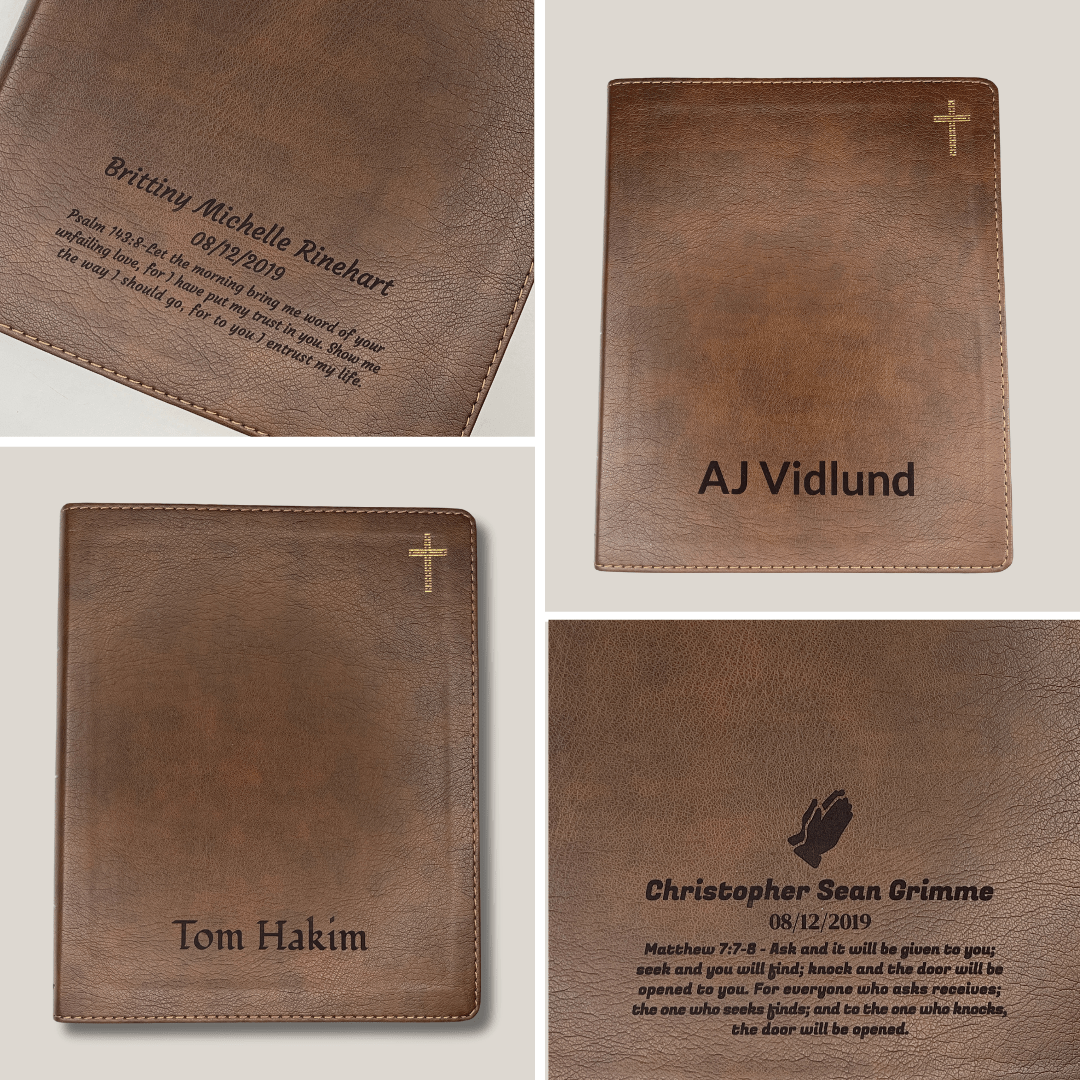 Personalized NIV Notetaking Bible Faux Leather Lay Flat Cover Lined Margins for Notes & Personal Prayer Medium Print Custom Name Engraved Gift for Christian & Religious Celebrations Brown | Shepherds Shelf - Shepherds Shelf