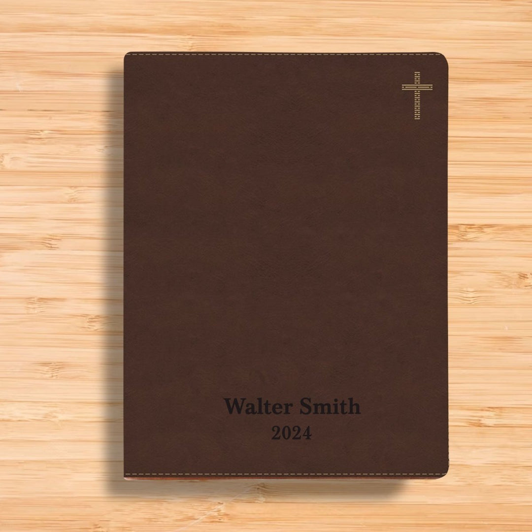 Personalized NIV Notetaking Bible Faux Leather Lay Flat Cover Lined Margins for Notes & Personal Prayer Medium Print Custom Name Engraved Gift for Christian & Religious Celebrations Brown | Shepherds Shelf - Shepherds Shelf