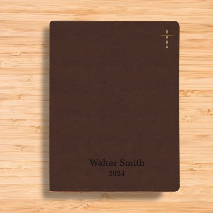 Personalized NIV Notetaking Bible Faux Leather Lay Flat Cover Lined Margins for Notes & Personal Prayer Medium Print Custom Name Engraved Gift for Christian & Religious Celebrations Brown | Shepherds Shelf - Shepherds Shelf