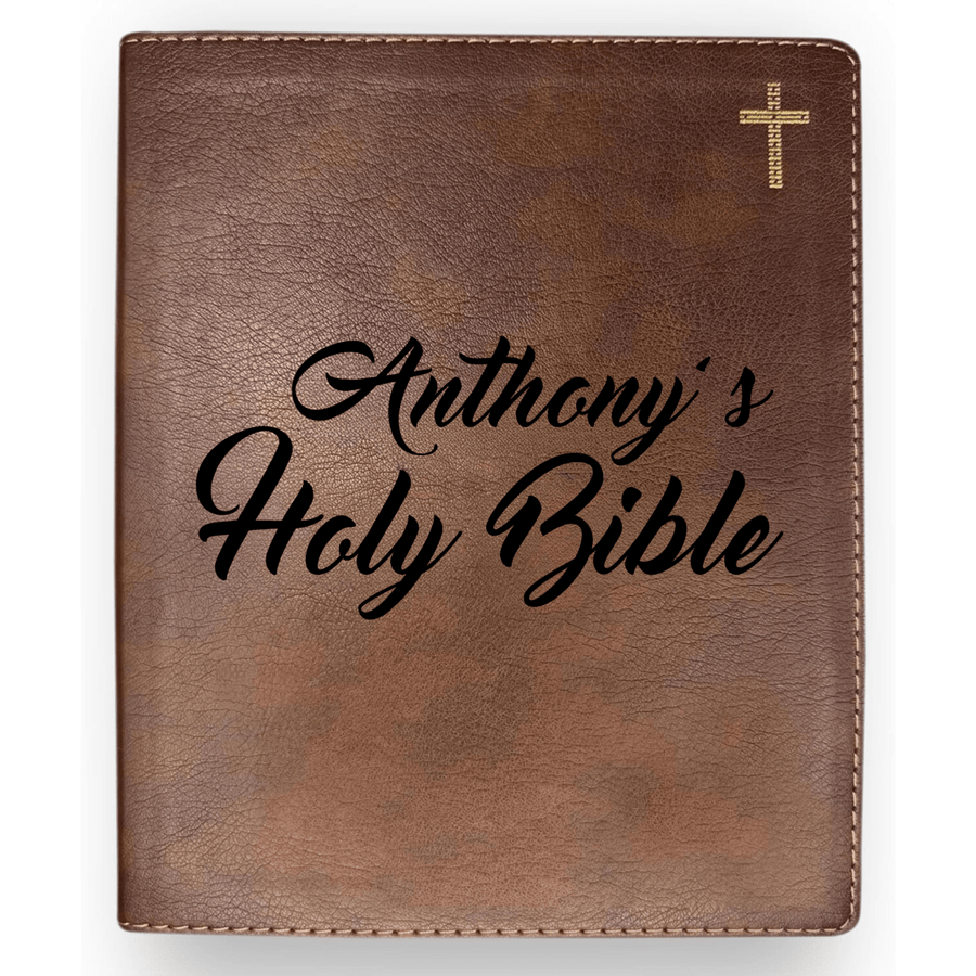 Personalized NIV Notetaking Bible Faux Leather Lay Flat Cover Lined Margins for Notes & Personal Prayer Medium Print Custom Name Engraved Gift for Christian & Religious Celebrations Brown | Shepherds Shelf - Shepherds Shelf