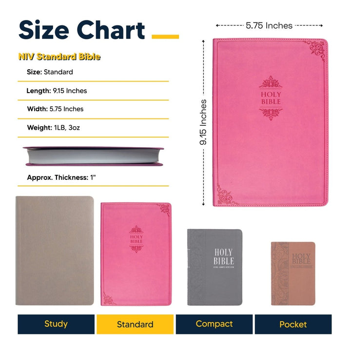 Personalized NIV Thinline Holy Bible Medium Print Size Custom Engraved | Includes Name and Up to 3 Rows of Text on Faux Leather Cover PInk | Shepherds Shelf - Shepherds Shelf