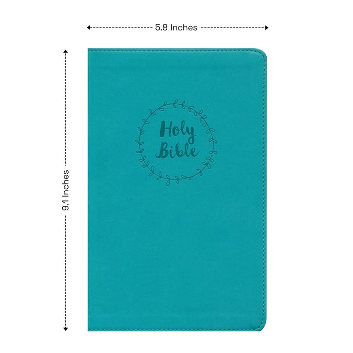 Personalized NIV Thinline Holy Bible Medium Print Size Includes Custom Engraved Name Faux Leather Cover Teal | Shepherds Shelf - Shepherds Shelf