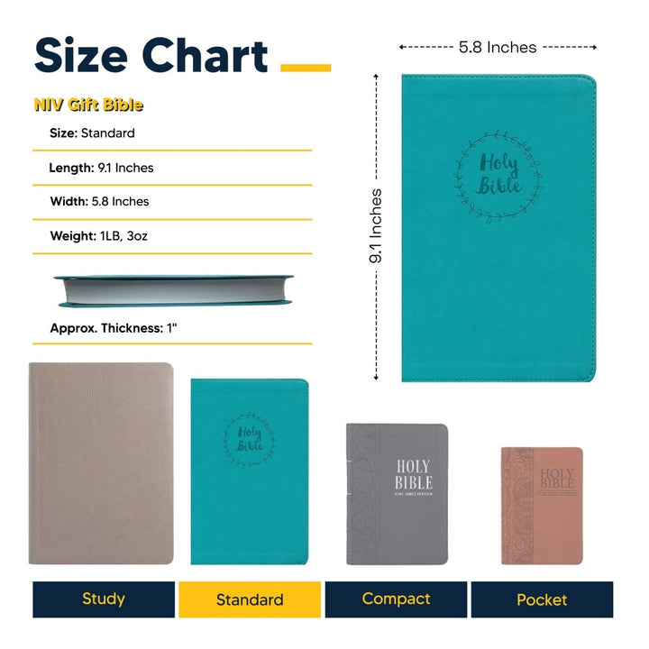 Personalized NIV Thinline Holy Bible Medium Print Size Includes Custom Engraved Name Faux Leather Cover Teal | Shepherds Shelf - Shepherds Shelf