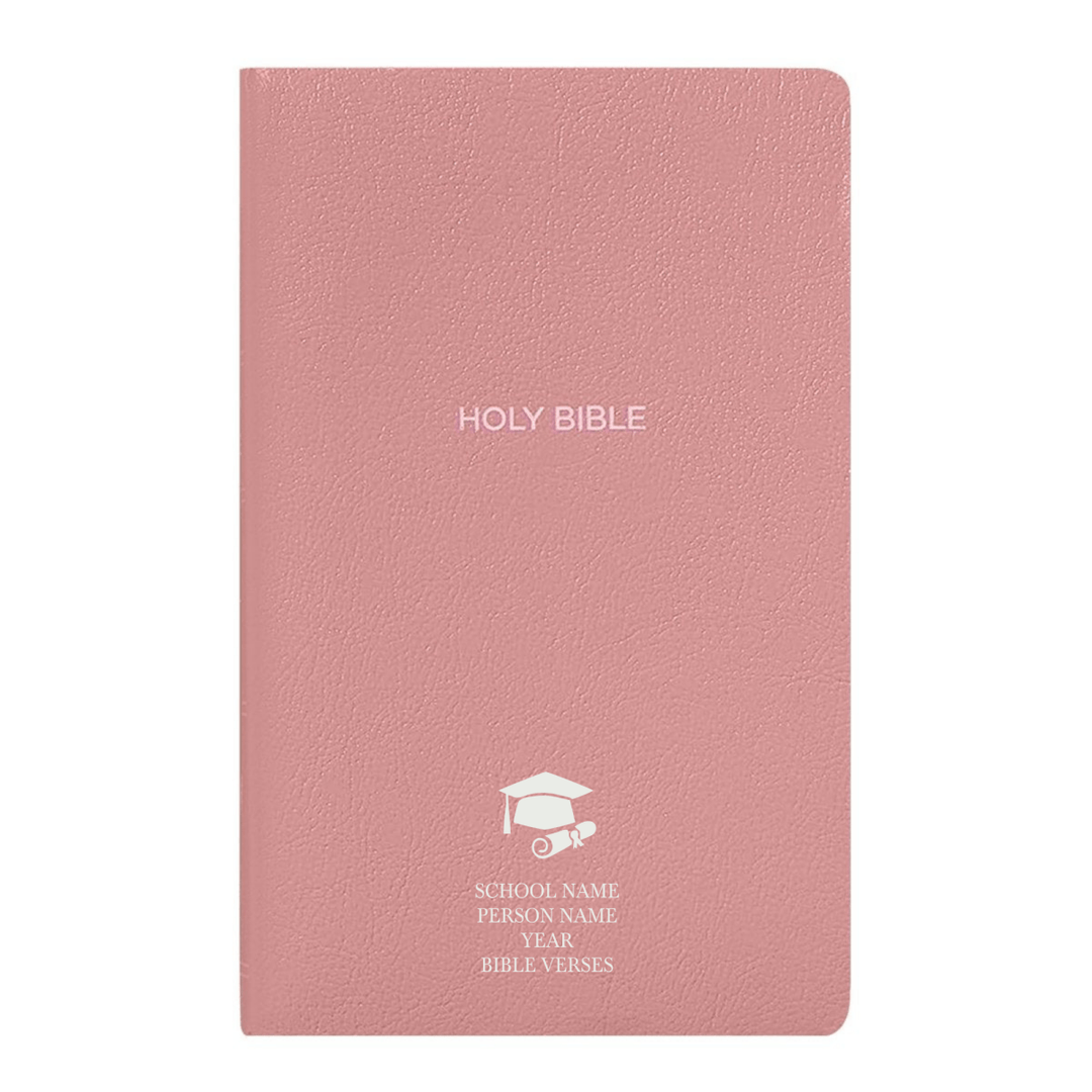 Personalized NKJV Bible New King James Version Faux Leather Holy Bible with Custom Name Small Print with Red - Highlighted Verses Pink | Shepherds Shelf - Shepherds Shelf