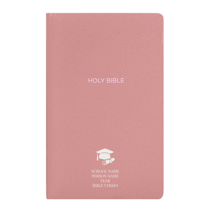 Personalized NKJV Bible New King James Version Faux Leather Holy Bible with Custom Name Small Print with Red - Highlighted Verses Pink | Shepherds Shelf - Shepherds Shelf