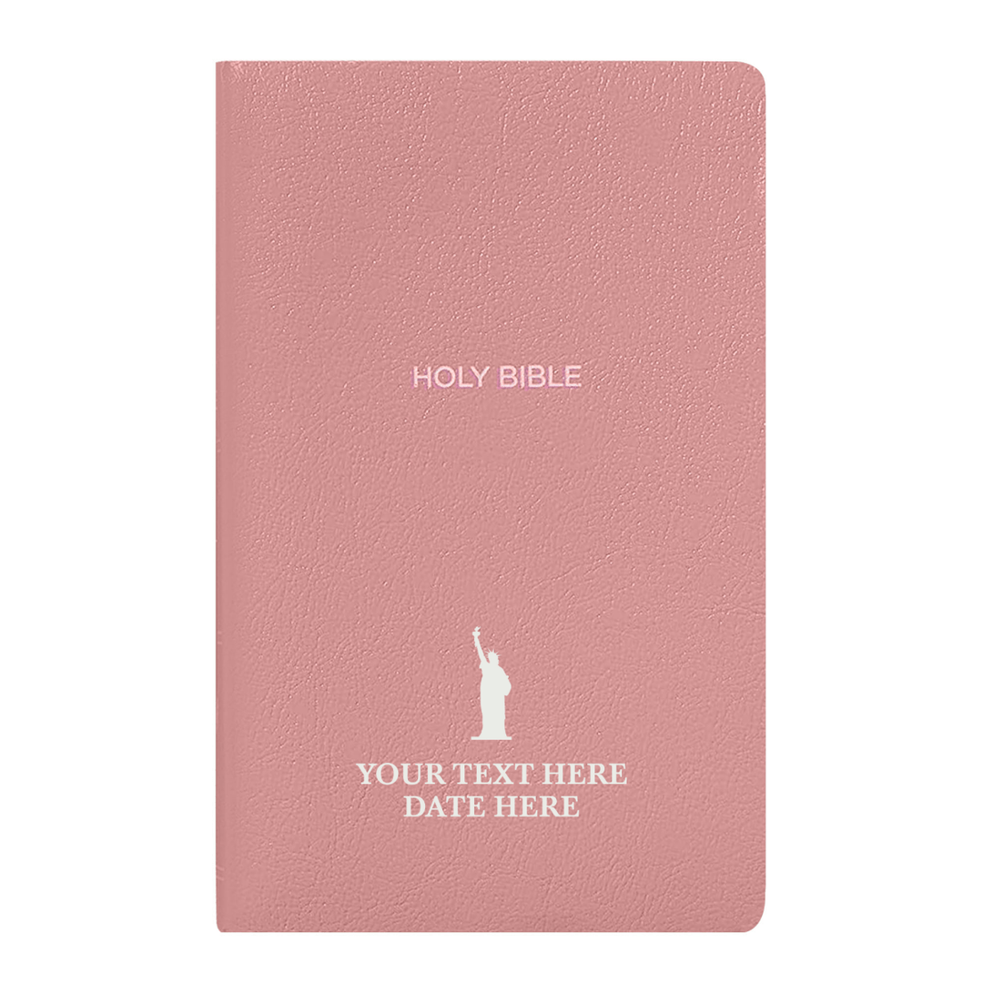 Personalized NKJV Bible New King James Version Faux Leather Holy Bible with Custom Name Small Print with Red - Highlighted Verses Pink | Shepherds Shelf - Shepherds Shelf
