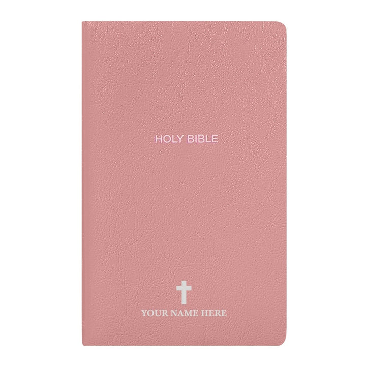 Personalized NKJV Bible New King James Version Faux Leather Holy Bible with Custom Name Small Print with Red - Highlighted Verses Pink | Shepherds Shelf - Shepherds Shelf