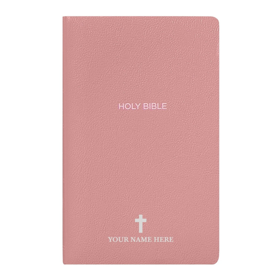 Personalized NKJV Bible New King James Version Faux Leather Holy Bible with Custom Name Small Print with Red - Highlighted Verses Pink | Shepherds Shelf - Shepherds Shelf
