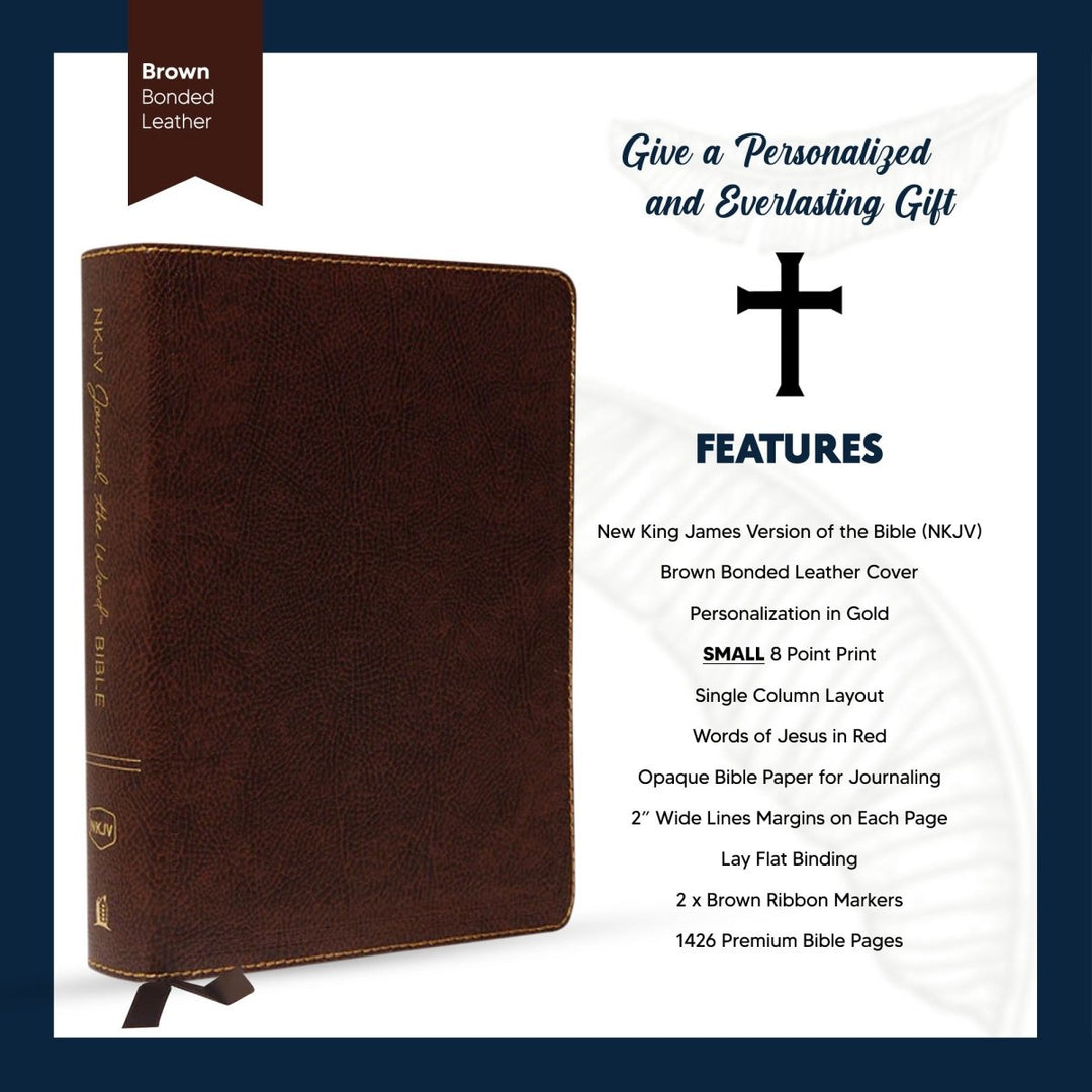 Personalized NKJV Holy Bible Bonded Leather Note Taking Bible New King James Version Bible Custom with Name, Date or Text Gift for Christian & Religious Celebrations | Shepherds Shelf - Shepherds Shelf