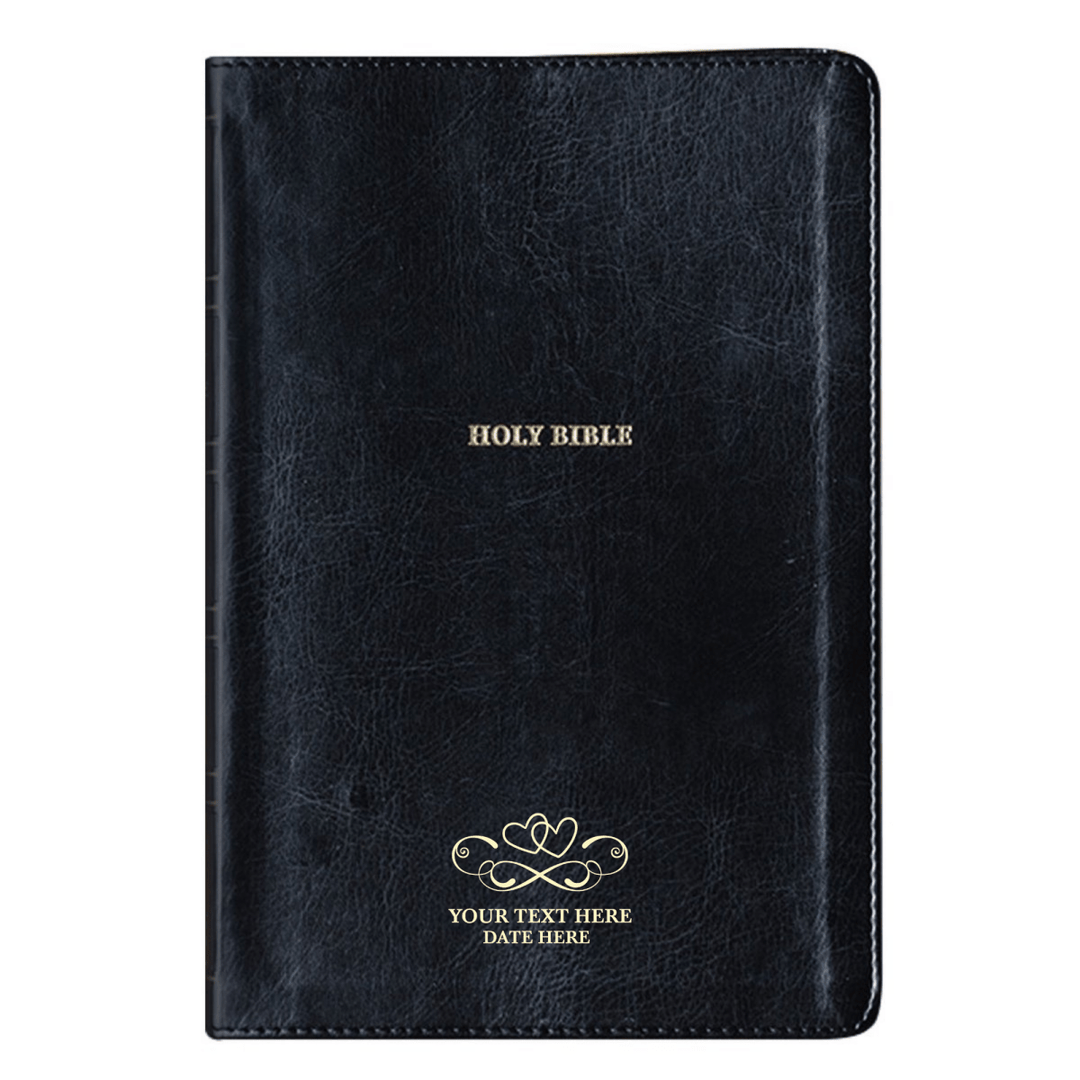 Personalized NKJV Holy Bible Faux Leather New King James Thinline Bible with Large Print Size Black | Shepherd Shelf - Shepherds Shelf