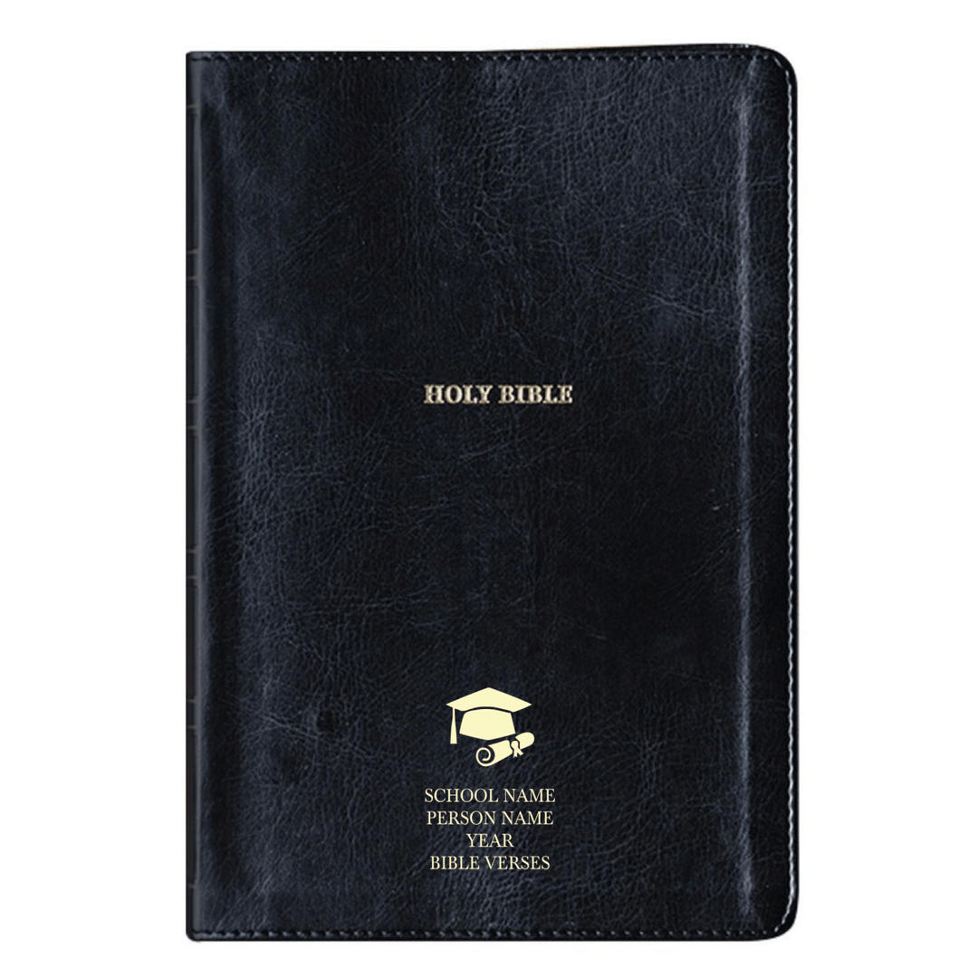 Personalized NKJV Holy Bible Faux Leather New King James Thinline Bible with Large Print Size Black | Shepherd Shelf - Shepherds Shelf