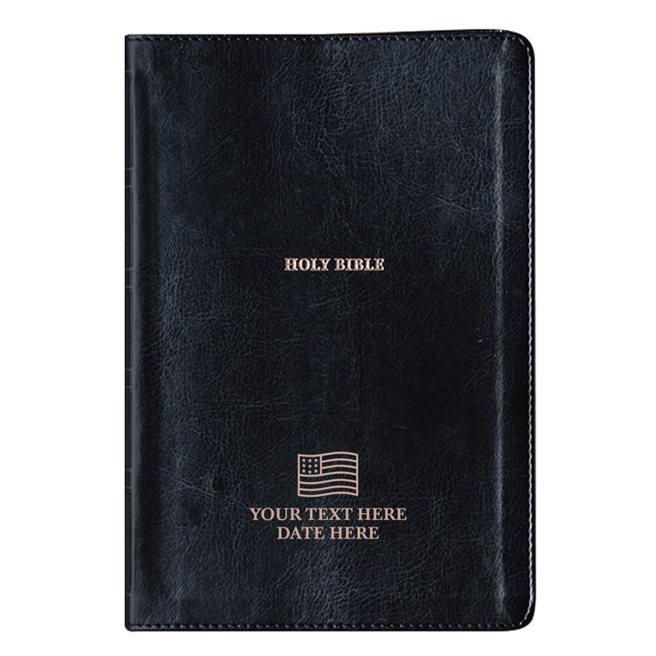 Personalized NKJV Holy Bible Faux Leather New King James Thinline Bible with Large Print Size Black | Shepherd Shelf - Shepherds Shelf