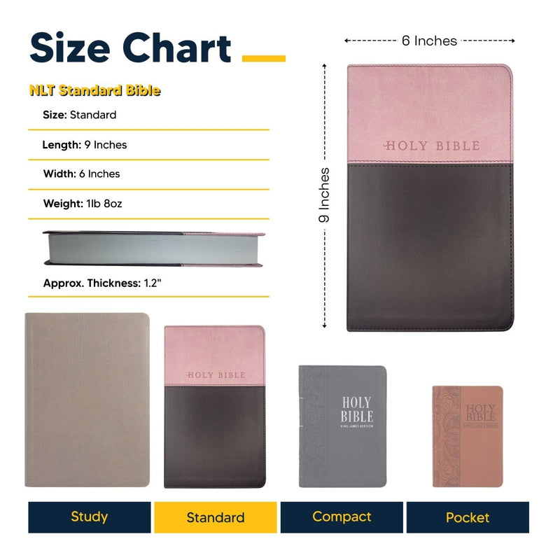 NLT Pink-Brown Standard Size Holy Bible Small Print