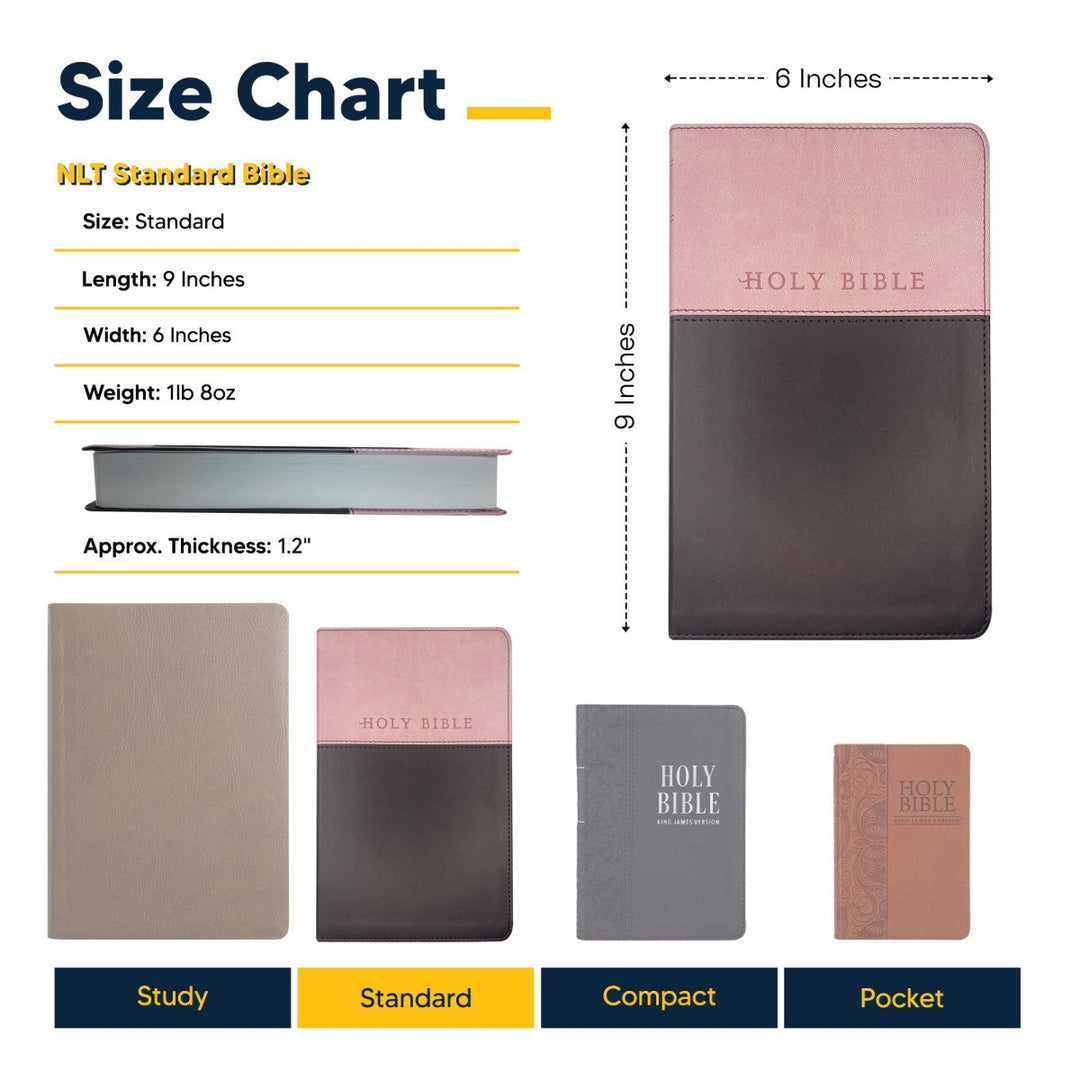 Personalized NLT Bible New Living Translation Faux Leather Holy Bible with Custom Name and Text, Small Print with Red - Highlighted Verses Pink/Brown | Shepherds Shelf - Shepherds Shelf