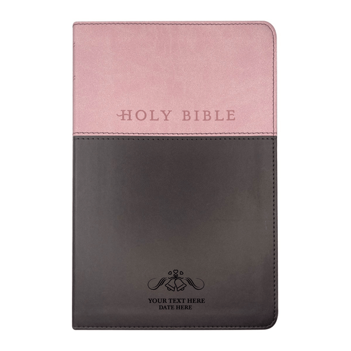 Personalized NLT Bible New Living Translation Faux Leather Holy Bible with Custom Name and Text, Small Print with Red - Highlighted Verses Pink/Brown | Shepherds Shelf - Shepherds Shelf