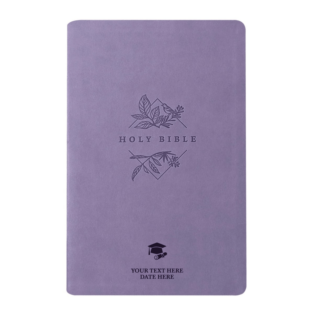 Personalized NLT Bible New Living Translation Thinline Faux Leather Holy Bible Large Print with Custom Name in Lavender/Purple | Shepherds Shelf - Shepherds Shelf