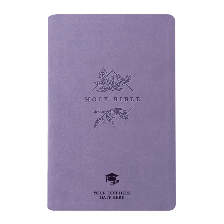 Personalized NLT Bible New Living Translation Thinline Faux Leather Holy Bible Large Print with Custom Name in Lavender/Purple | Shepherds Shelf - Shepherds Shelf