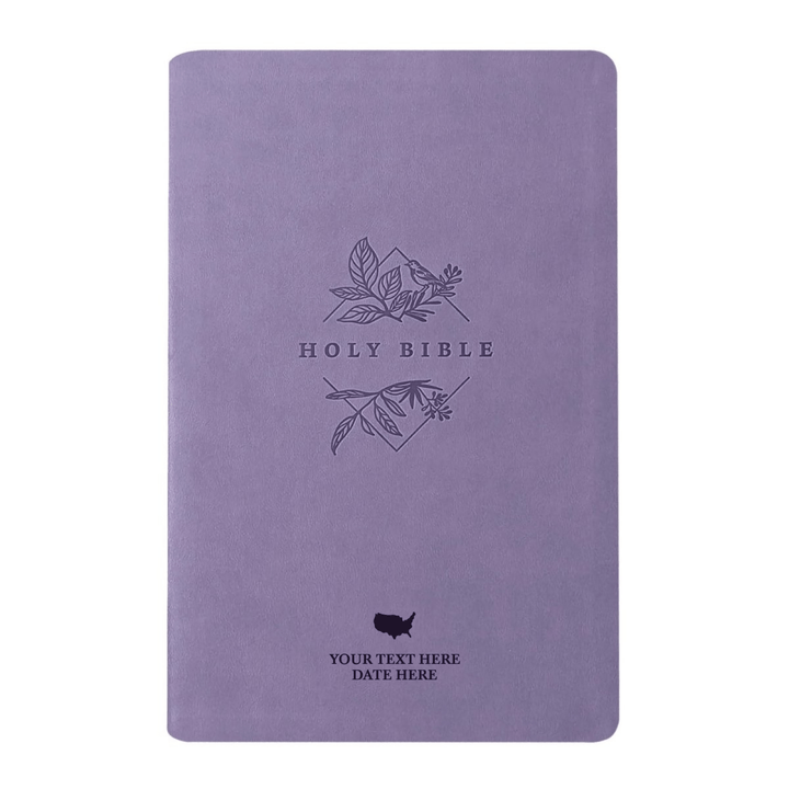 Personalized NLT Bible New Living Translation Thinline Faux Leather Holy Bible Large Print with Custom Name in Lavender/Purple | Shepherds Shelf - Shepherds Shelf