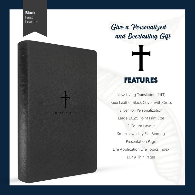 NLT Black Standard Size Thinline Holy Bible Large Print