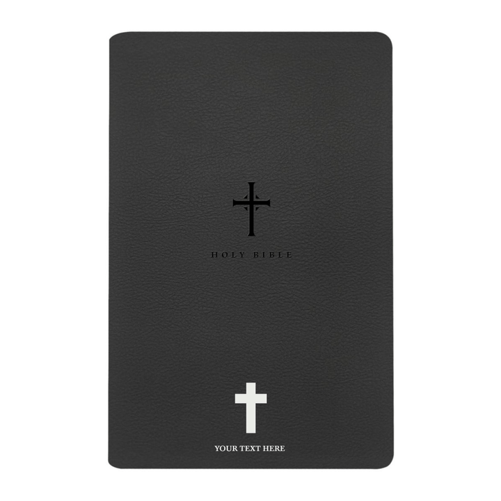 Personalized NLT Bible New Living Translation Thinline Faux Leather Holy Bible with Custom Name in Silver Large Print Black | Shepherds Shelf - Shepherds Shelf