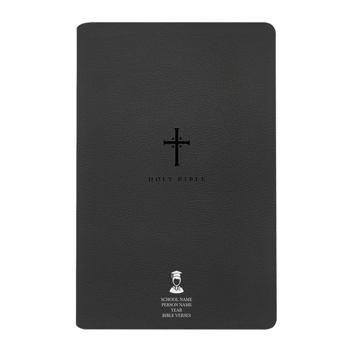Personalized NLT Bible New Living Translation Thinline Faux Leather Holy Bible with Custom Name in Silver Large Print Black | Shepherds Shelf - Shepherds Shelf