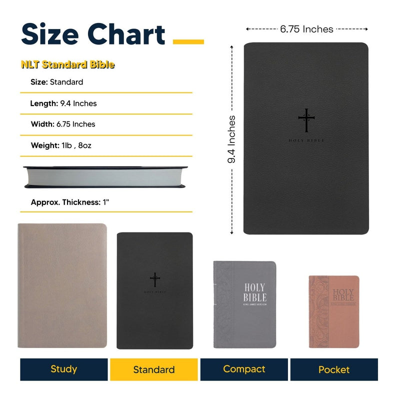 NLT Black Standard Size Thinline Holy Bible Large Print