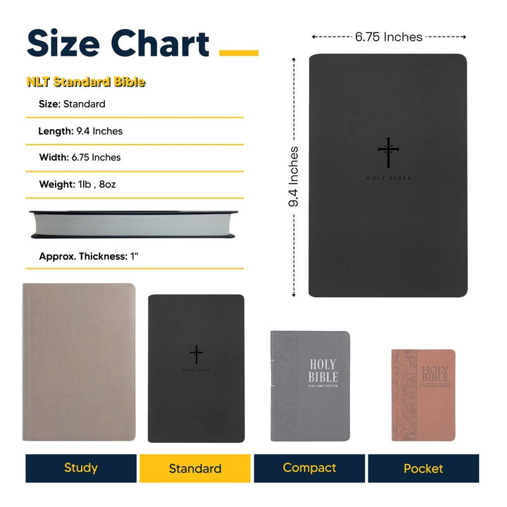 Personalized NLT Bible New Living Translation Thinline Faux Leather Holy Bible with Custom Name in Silver Large Print Black | Shepherds Shelf - Shepherds Shelf