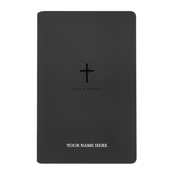 Personalized NLT Bible New Living Translation Thinline Faux Leather Holy Bible with Custom Name in Silver Large Print Black | Shepherds Shelf - Shepherds Shelf