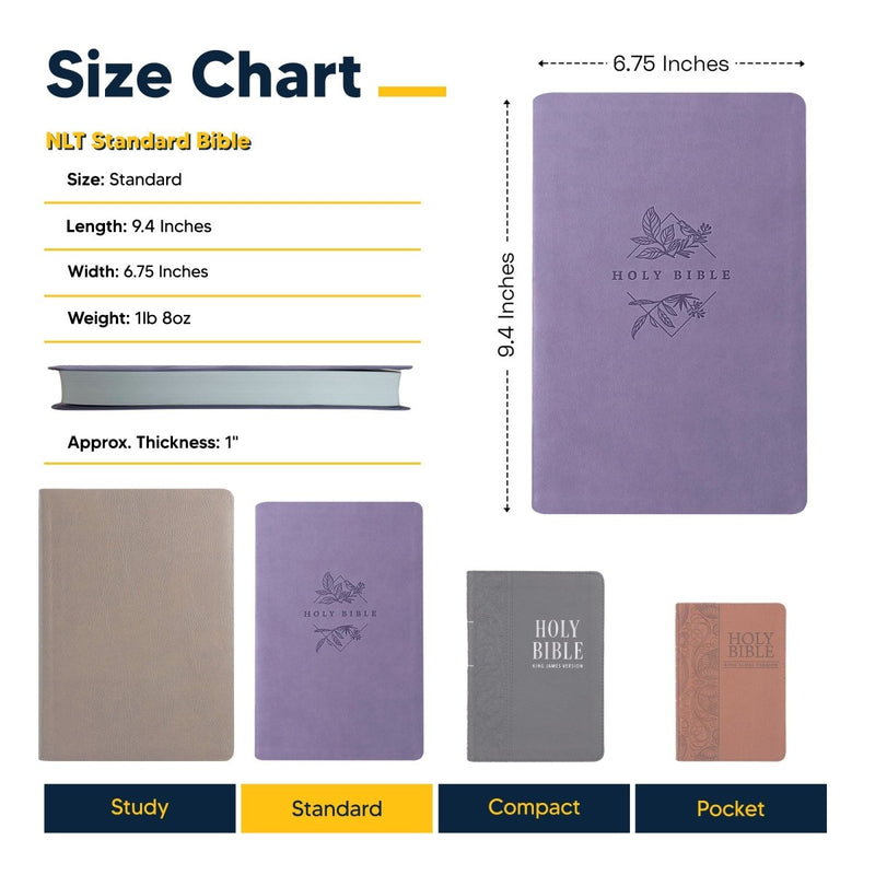 NLT Lavender Standard Size Thinline Holy Bible Large Print