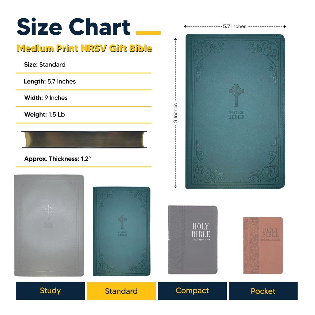 Personalized NRSV Catholic Bible Faux Leather Medium Print Size Gift Edition Teal | Shepherd Shelf - Shepherds Shelf