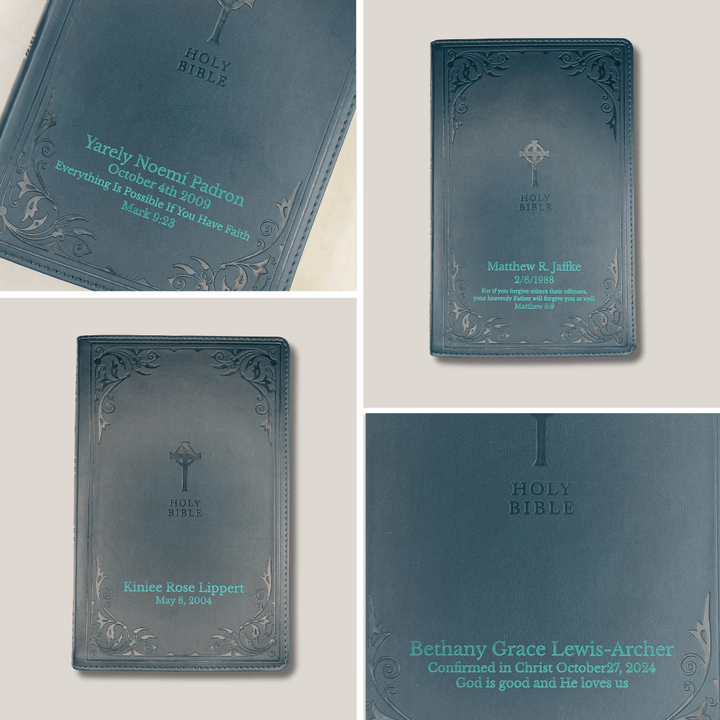 Personalized NRSV Catholic Bible Faux Leather Medium Print Size Gift Edition Teal | Shepherd Shelf - Shepherds Shelf