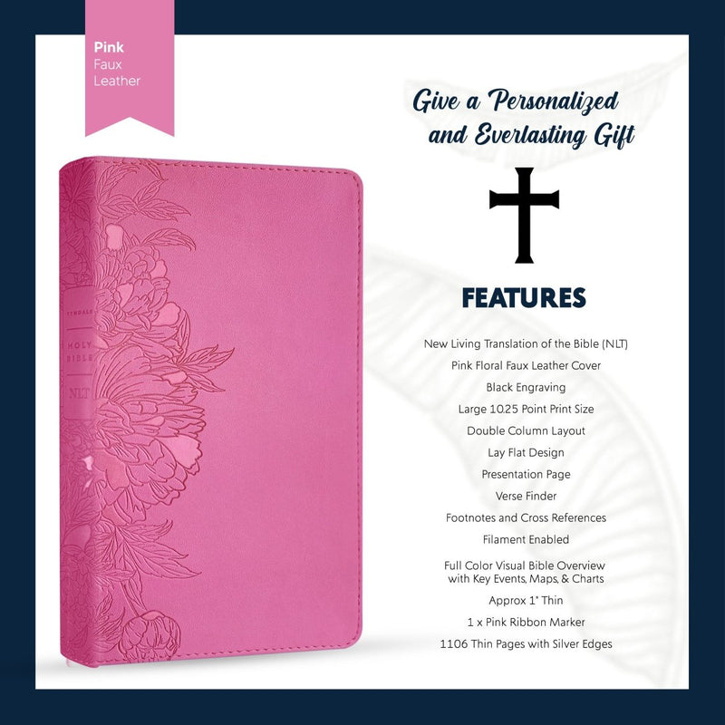 NLT Pink Standard Size Premium Holy Bible Large Print