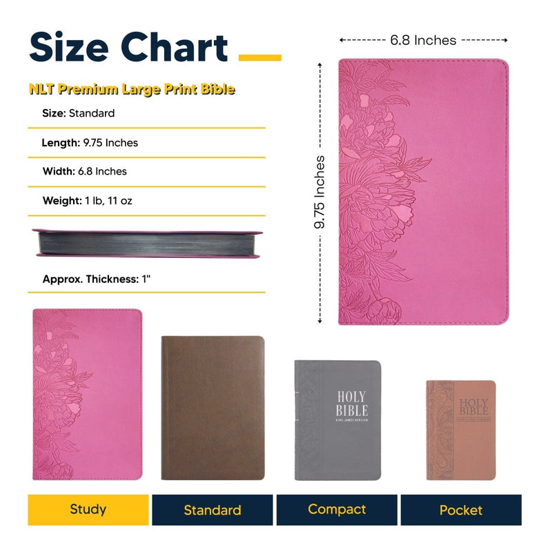NLT Pink Standard Size Premium Holy Bible Large Print