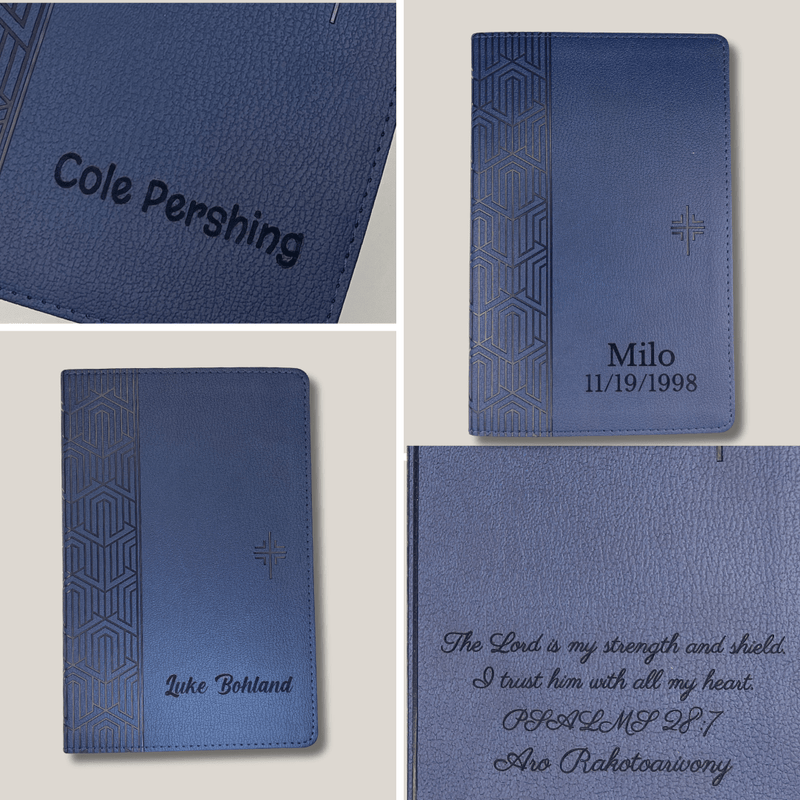 NLT Blue Standard Size Holy Bible Small Print | Geometric
