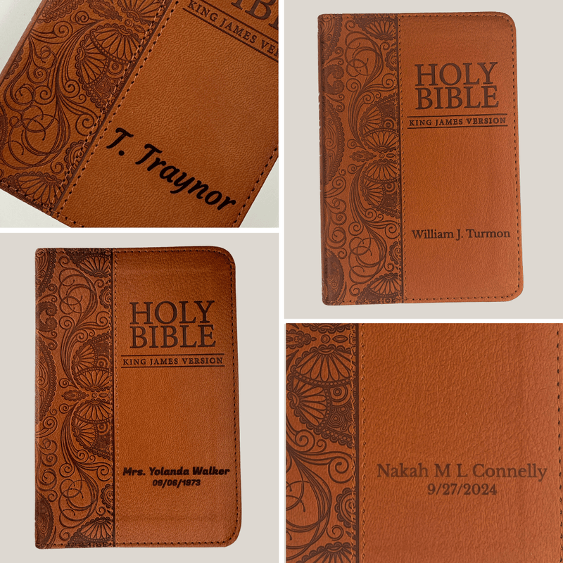 KJV Toffee Brown Mini Pocket Size Holy Bible Extra Small Print