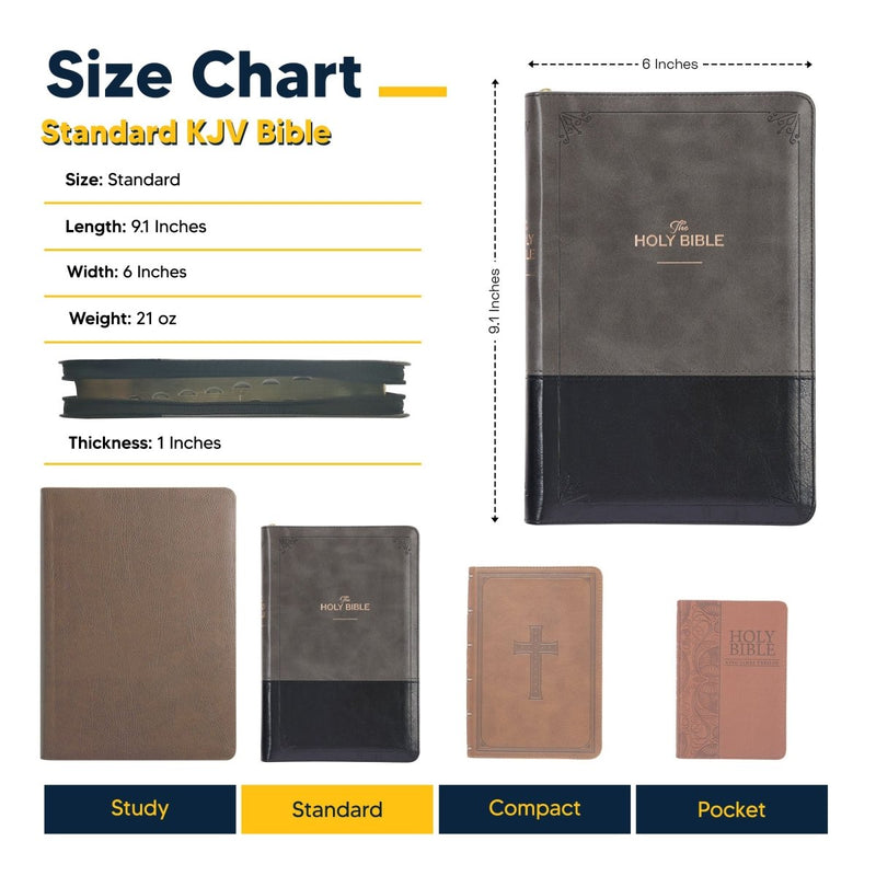 KJV Gray Black Standard Size Two Tone Holy Bible Small Print