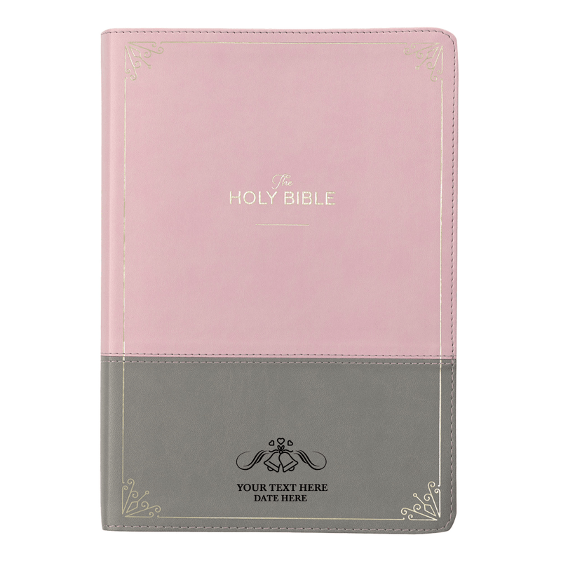 KJV Pink Gray Study Size Holy Bible Giant Print