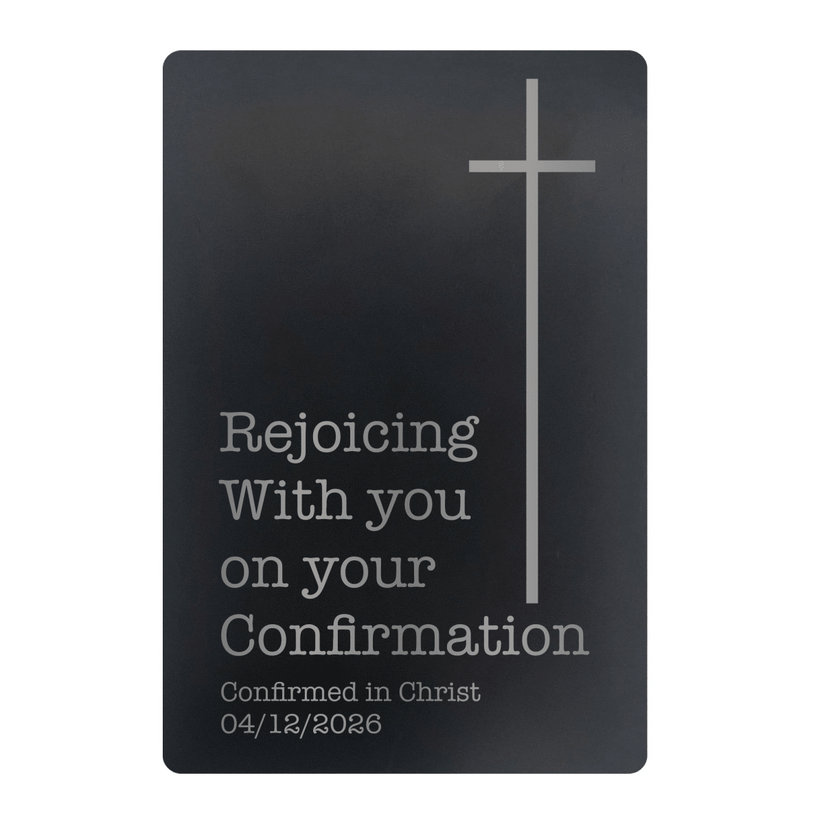 Rejoice Confirmation Metal Pocket Prayer Card – Christian Gift, Black Engraved Message Card - Shepherds Shelf