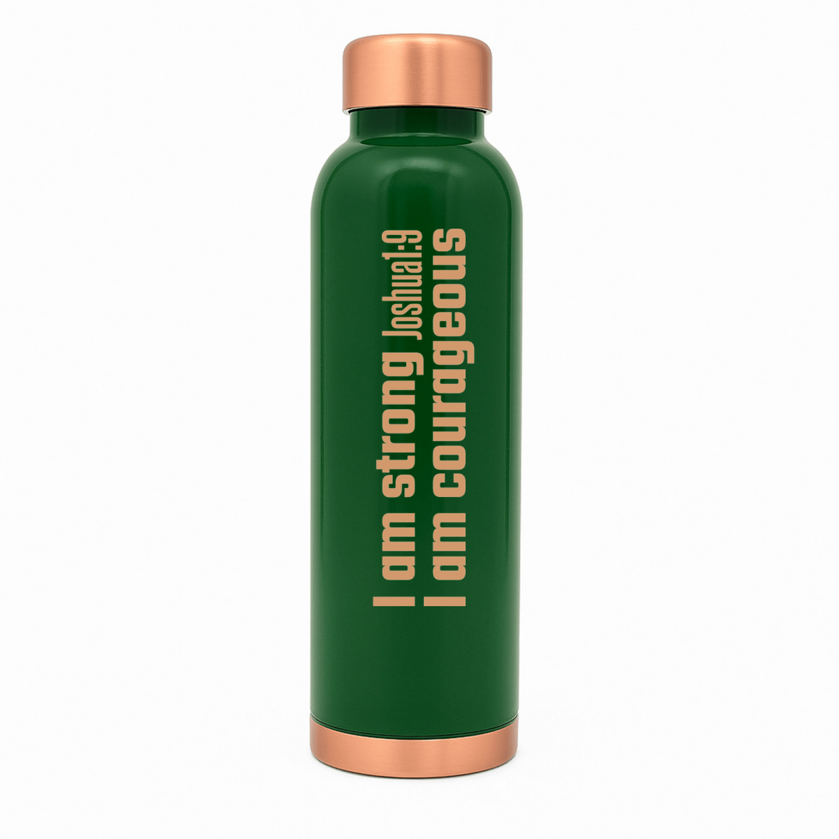 Strong and Courageous Custom Personalized Copper Water Bottle Joshua 1:9 and Name | Pure Copper | 33 Oz - Shepherds Shelf