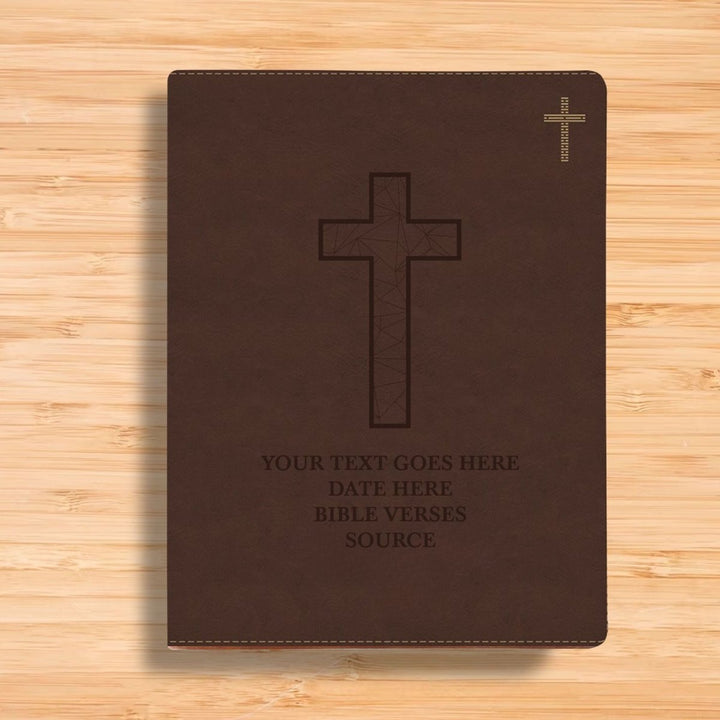 NIV Brown Standard Size Journaling Holy Bible Medium Print | Geometric Cross
